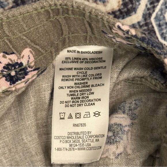 Nautical Women’s Olive Green Floral Linen Blend Shorts With Pockets Size Large - Picture 8 of 10